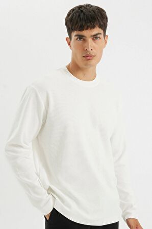 DeFacto Regular Fit Bisiklet Yaka Waffle Basic Düz Uzun Kollu Tişört D2801AX24AUER136