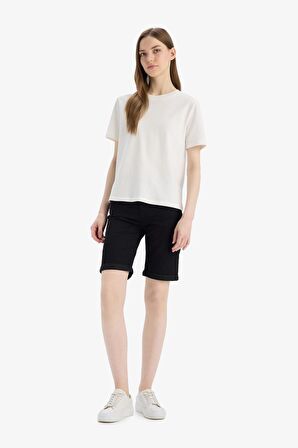 DeFacto Normal Bel Katlamalı Paça Jean Bermuda Şort A1958AX25SMNM40