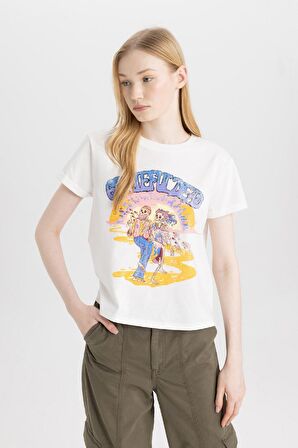 DeFacto Coool Rolling Stones Regular Fit Bisiklet Yaka Kısa Kollu Tişört C3806AX24SMWT32