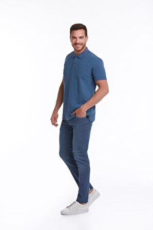 İndigo Regular Fit %100 Pamuk Polo Yaka Tişört | XXL