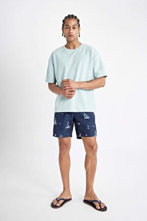 DeFacto Regular Fit Desenli File Astarlı Kısa Boy Deniz Şortu M8344AZ24HSNV256
