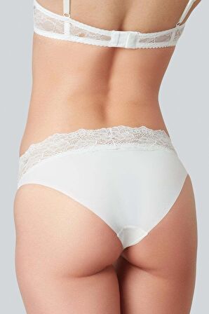 Kadın 3'lü Ekonomik Paket Ekru-bordo-siyah 2843 Dantelli Iz Belli Etmeyen Külot (AĞ KISMI PAMUKLU)