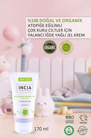 INCIA %100 Doğal Atopiğe Eğilimli Ciltler İçin Jel Krem Çok Kuru Ciltler İçin Yalancı İğde Yağı 170 ml