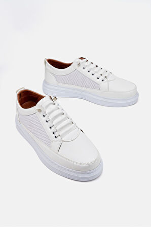 Erkek Beyaz Lastikli Fileli Ortopedik Günlük Spor Ayakkabı Garantili Sneaker Spor Ayakkabı