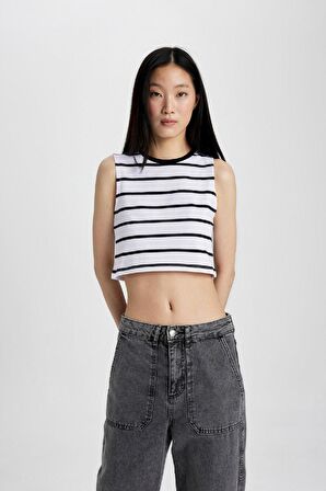 DeFacto Slim Fit Dar Kesim Çizgili Bisiklet Yaka Atlet C6206AX24SMBK81