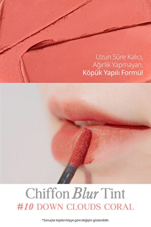 Pürüzsüz ve Kadifemsi Dokulu, Doğal Görünüm Sunan Tint Clio Chiffon Blur Tint (10 Dawn Clouds Coral)