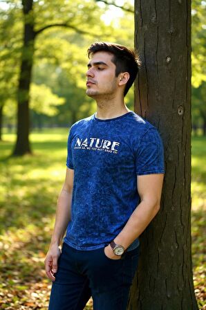 Erkek Slim Fit Dijital New York Baskılı Pamuklu T-Shirt