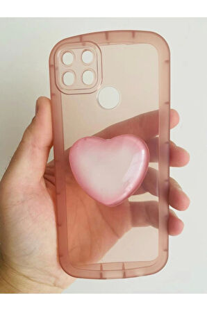 Realme C12 Kamera Korumalı Popsocketli Pembe Kılıf