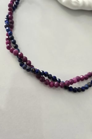 Serti̇Fi̇Kali 3 Mm Yakut, 3 Mm Lapi̇S Lazuli̇ Doğaltaş Kolye