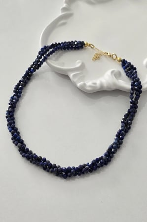 SERTİFİKALI 3 MM FASET KESİM LAPİS LAZULİ DOĞALTAŞ KOLYE (3 SIRA )