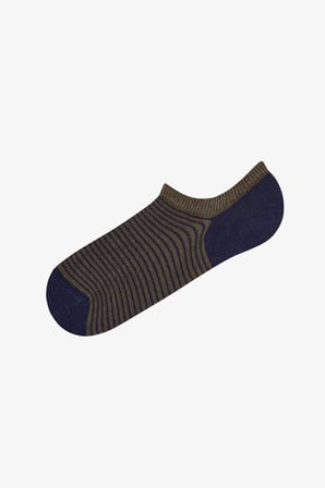 Erkek Haki Below Surface Çizgili Pamuklu 3 Çift Sneaker Çorap