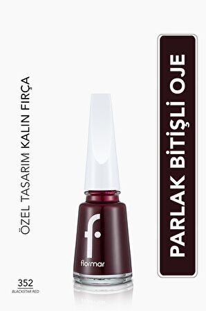 Flormar Klasik Parlak Bitişli Yüksek Pigmentli Oje -nail Enamel- 352 Blackstar Red New- 8682536035934