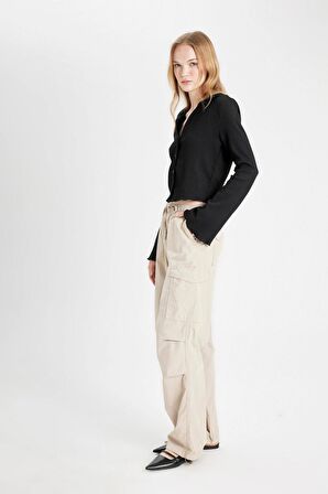 DeFacto Coool Paraşüt Poplin Pantolon Basic Düz Cepli Beli Lastikli A6266AX24AUBG191