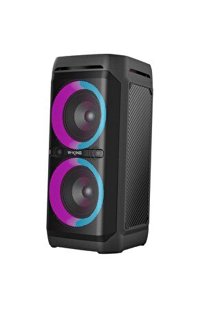 W-KING T11 Bluetooth Hoparlör 220W Partybox 24S Dinleme Işıklı IPX6 Kablosuz Stereo TWS Ses Bombası Siyah