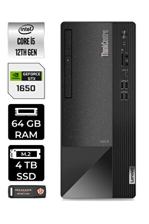 LENOVO Neo 50T i5 12400 64GB RAM 4TB SSD GTX1650/4GB W11PRO 11SE00BJTX MASAÜSTÜ PC & PER4 BELLEK