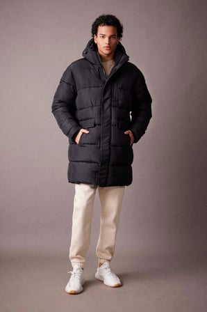 DeFactoFit Su İtici Kapüşonlu İpek Kumaş Şişme Mont Parka A2132AX23WNBK81