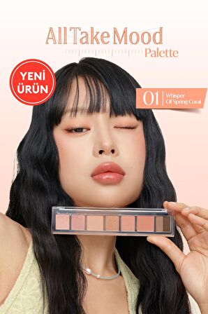 Yoğun Pigmentli 5 Farklı Dokulu Far Paleti Peripera All Take Mood Palette (#001WhisperOfSpringCoral)