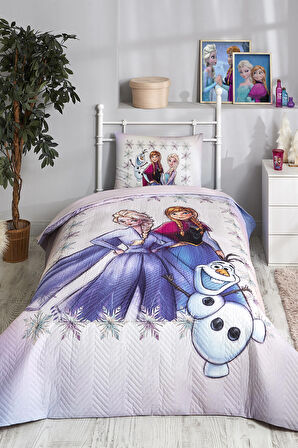 Özdilek Frozen Forsted Tek Kişilik Disney Lisanslı Lastikli Fitted Çarşaf Kapitone Çocuk Nevresim Takımı