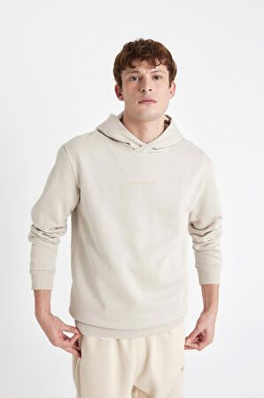 DeFacto Regular Fit Kapüşonlu Yazı Baskılı Sweatshirt C6131AX24AUBG766