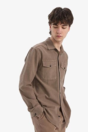 DeFacto %100 Pamuk Regular Fit Polo Yaka Basic Düz Uzun Kollu Gömlek B2654AX25SPBN229