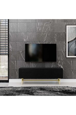 4020 VERDE 138 CM (GOLD METAL AYAKLI) TV ÜNİTESİ SİYAH