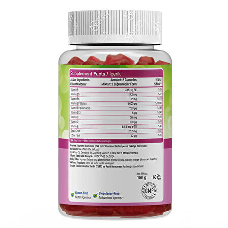 Nature's Supreme HSN Gummies 60 Çiğnenebilir Form - KIRMIZI MEYVELER