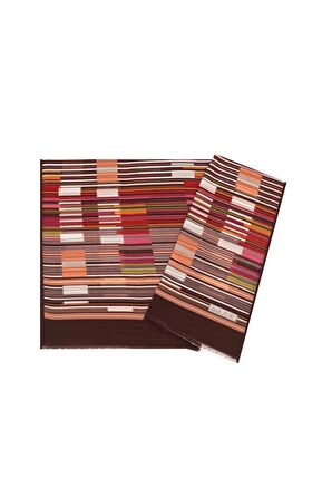 Aker Eşarp Kiremit Kadın Geometrik Desenli Polyester Eşarp