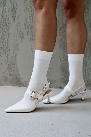 Sue Kısa Topuklu Taş Detaylı Rugan Stiletto