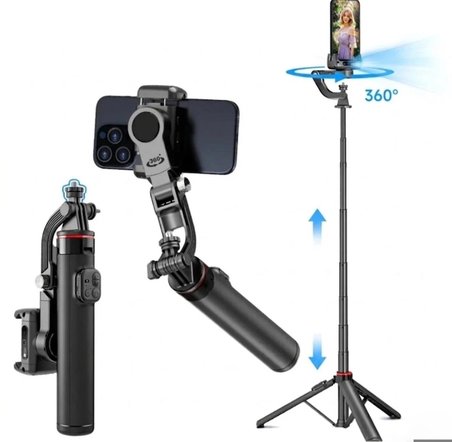 C22 Akıllı Yüz Takip Özellikli Kameralı Kumandalı Canlı Yayın Selfi Çubuğu Gimbal Tripod