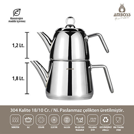 Amboss diamond çaydanlık takımı - paslanmaz çelik çaydanlık 4653