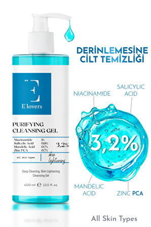 E'lovers Arındırıcı, Aydınlatıcı, Yüz Temizleme Jeli, Tüm Ciltler için, 400 ml