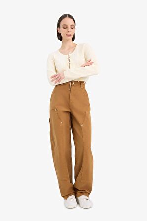 DeFacto Coool Baggy Fit Gabardin Pantolon Cepli Normal Bel E4028AX25SPBG633