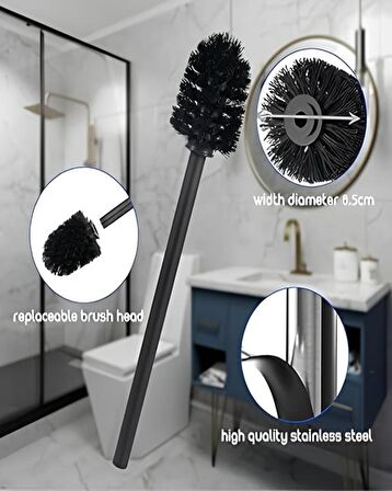  Paslanmaz Metal Wc Klozet Tuvalet Fırçası 33x8x7 (1 Adet)