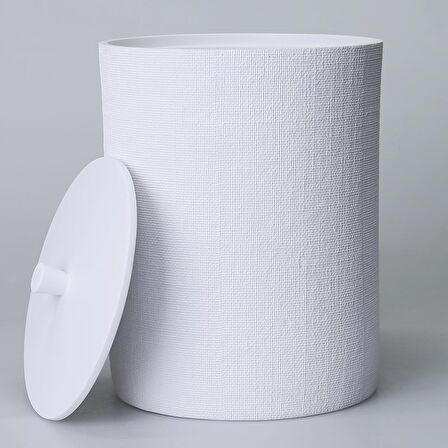 Linen Çöp Kovası Beyaz