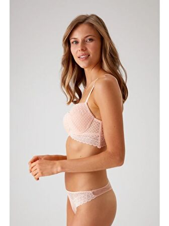 Pierre Cardin Dantelli Push Up Sütyen Takım Somon
