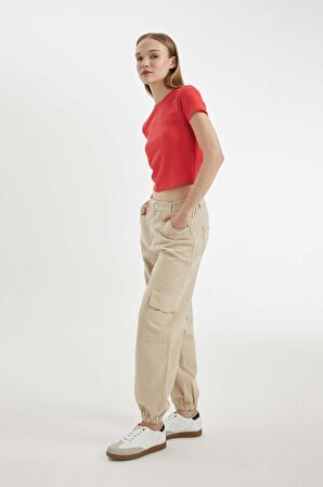 DeFacto Coool Jogger Pantolon Gabardin KumaşNormal Bel Basic Düz Kargo Cepli B0454AX24AUBG737