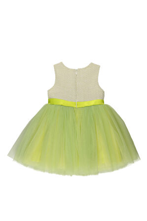 Panço Kız Çocuk Eteği Tüllü Parti Elbisesi Yeşil