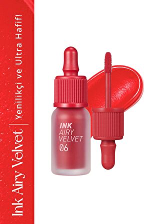 Uzun Süre Kalıcı ve Hafif Formüllü, Kadife Bitişli Tint Peripera Ink Airy Velvet (6 Sold Out Red)