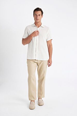 DeFacto Regular Fit Yazlık Polo Yaka Pamuklu Basic Düz Kısa Kollu Gömlek D2924AX24SMER22