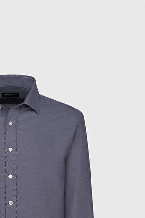 Pamuklu Oxford Regular Fit Rahat Kesim Klasik Yaka Armürlü Gömlek