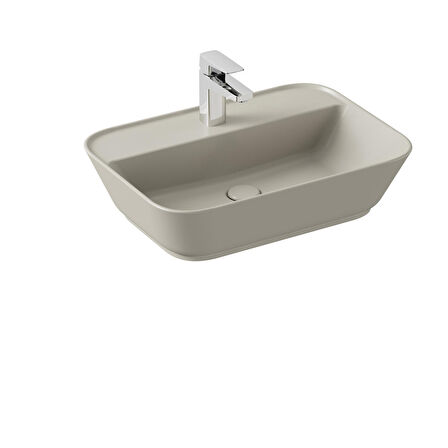 VitrA Geo 7426B020-0041 Dikdörtgen Çanak Lavabo, 60 cm, Mat Bej