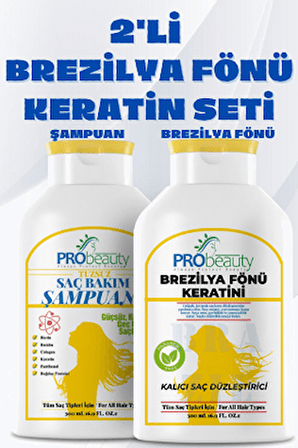 PRObeauty 2'Lİ SET BREZİLYA FÖNÜ KERATİNİ VE TUZSUZ ŞAMPUAN KURU, YIPRANMIŞ SAÇLAR MUCİZEVİ BAKIM VE ONARIM