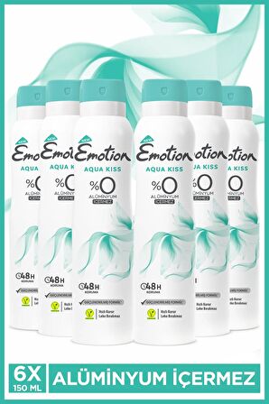 Aqua Kiss Kadın Vegan Deodorant 6x150ml Hızlı Kurur, Leke Bırakmaz