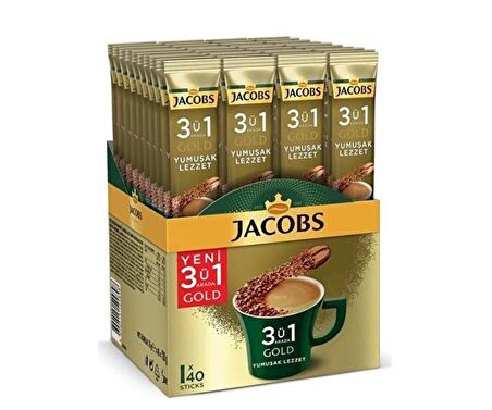 Jacobs Gold 3'ü 1 Arada Sade 18 gr 40'lı Paket 