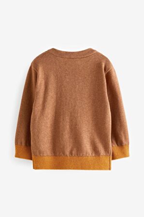 % 100 Pamuklu Kahverengi Aslan Desenli Triko Takım