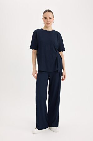Bürümcük Pantolon Wide Leg Geniş Bol Paça Esnek Belli