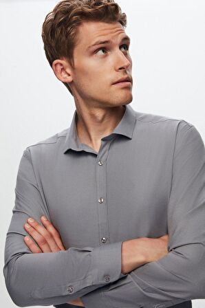 Twn Slim Fit Gri Oxford Gömlek 6EF02ORT00288 6EF02ORT00288