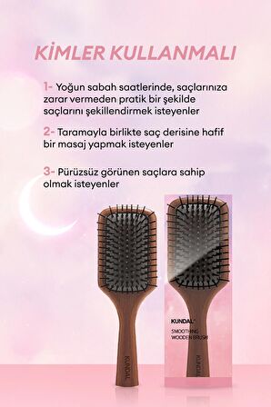 Kolay ve Konforlu Kullanım Sunan Ahşap Tarak KUNDAL Smoothing Wooden Brush