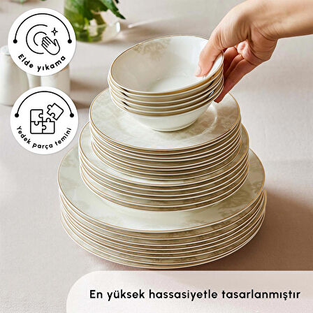 Karaca Elegance Bone Siena 53 Parça 12 Kişilik Yemek Takımı Gold