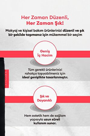 Büyük Boy Makyaj Çantası Pouch B Round